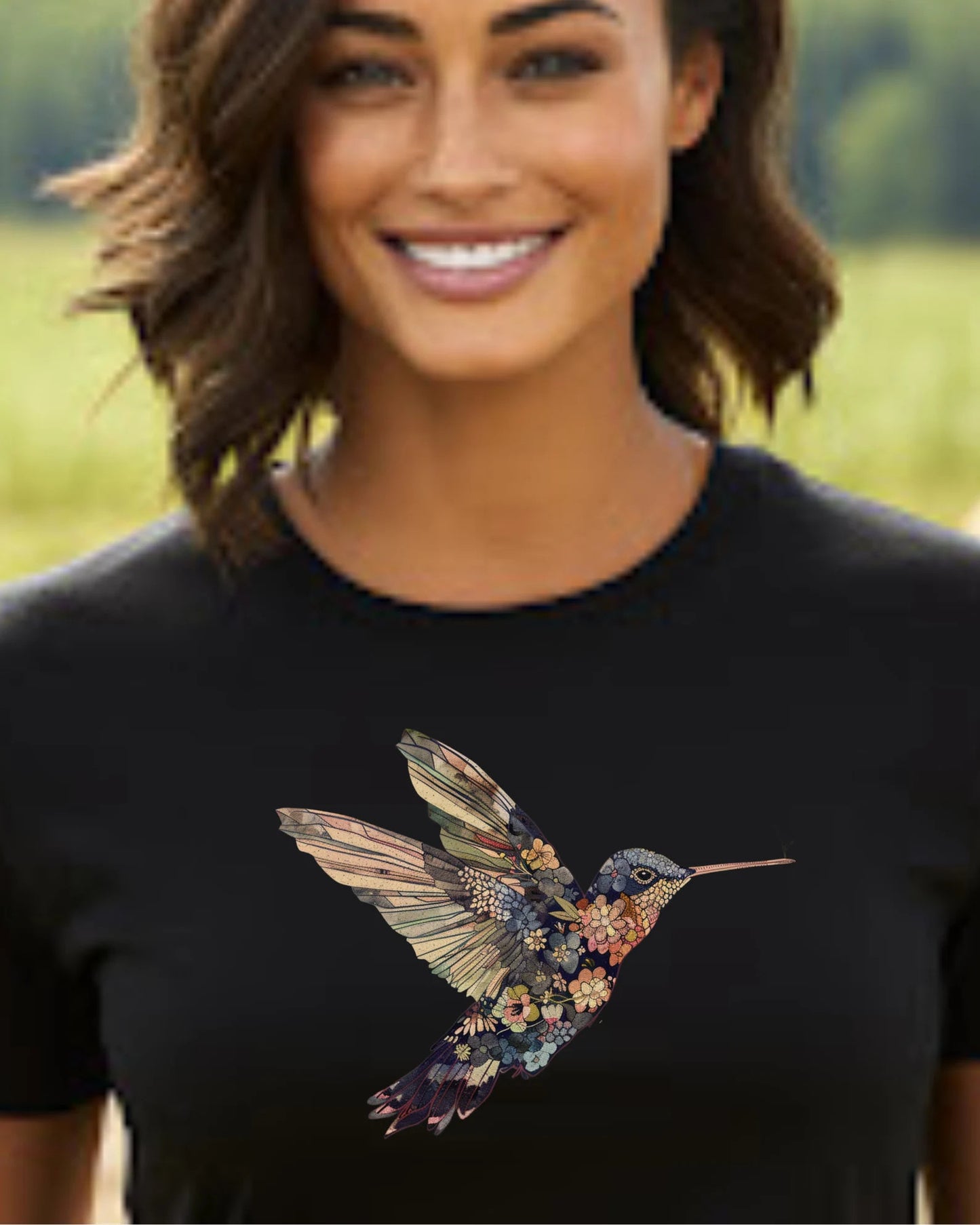 Hummingbird bird t shirt Floral Hummingbird Shirt Animal Lover Tee Bird Lover T-Shirt Spring Birds Mandala Hummingbird Farmers Market Shirt