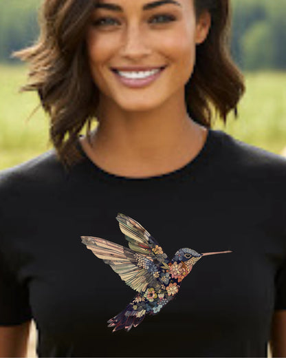 Colibri oiseau t-shirt Floral Colibri Chemise Animal Lover Tee Bird Lover T-Shirt Printemps Oiseaux Mandala Colibri Farmers Market Chemise