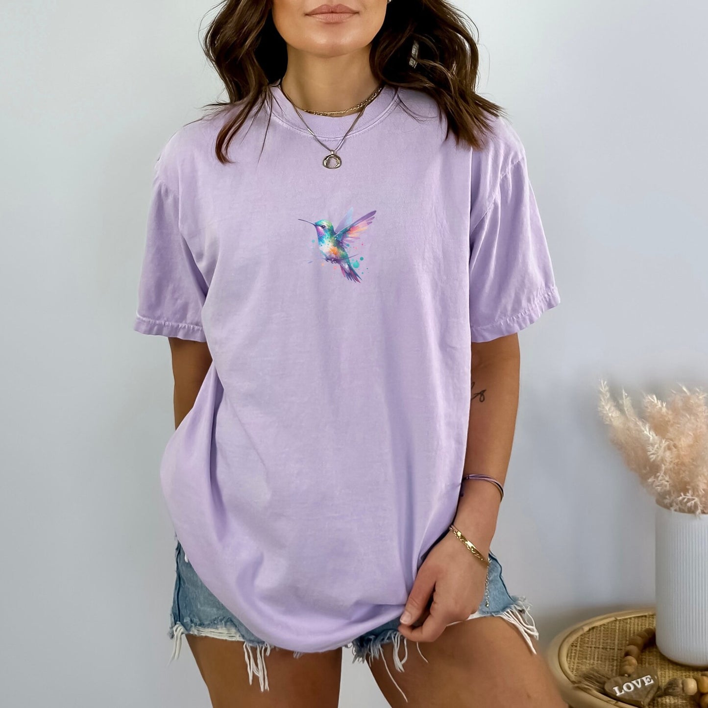 Hummingbird Comfort Colors Tshirt, Bird Lover Tee, Hummingbird Gift, Watercolor Hummingbird Shirt, Gift for Birders, Animal Lover Shirt