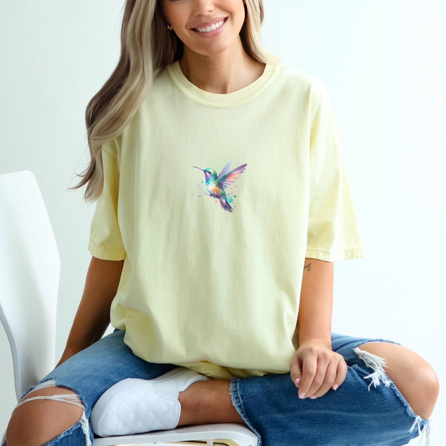 Kolibri Comfort Colors Tshirt, Vogelliebhaber T-Shirt, Kolibri Geschenk, Aquarell Kolibri Shirt, Geschenk für Vogelbeobachter, Tierliebhaber Shirt