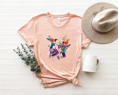 Hummingbird Shirt, Watercolor Birds T-shirt, Nature Tee, Watercolor Hummingbird, Bird Watercolor Shirt