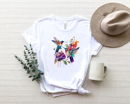 Hummingbird Shirt, Watercolor Birds T-shirt, Nature Tee, Watercolor Hummingbird, Bird Watercolor Shirt