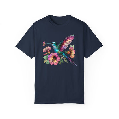 T-shirt colibri, chemise colibri, chemise oiseaux, chemise fleurs sauvages, chemise fleurs tropicales, tee-shirt tendance, chemise de jardinage, chemise de printemps