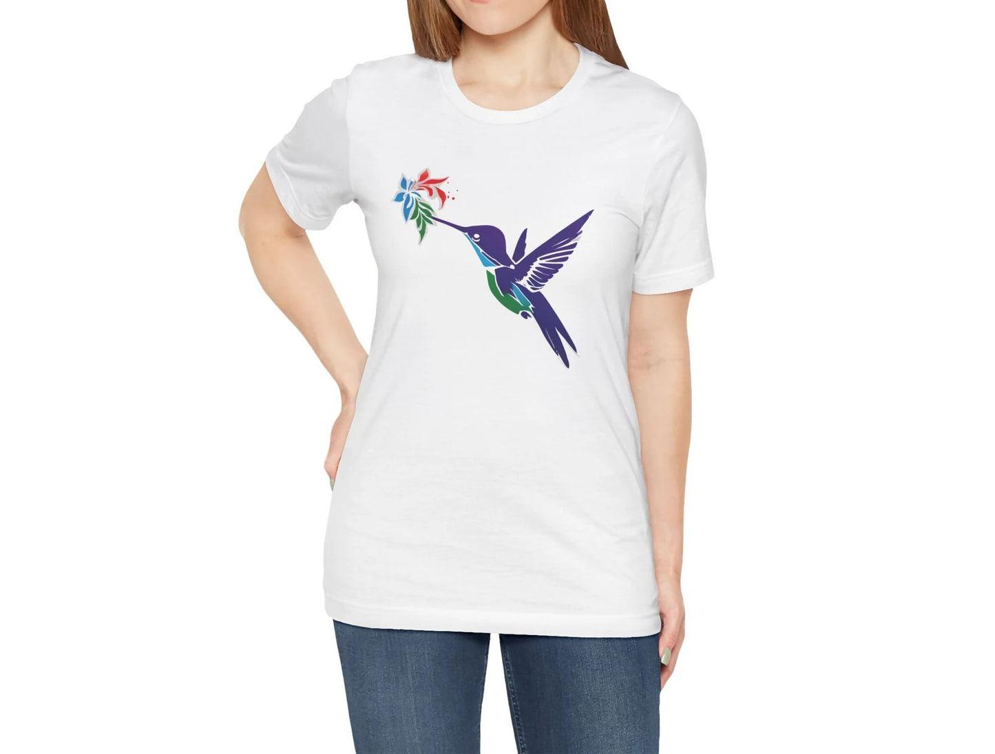 Buntes Kolibri T-Shirt, Unisex T-Shirt, Frühling Sommer Vögel T-Shirt, Vogel Liebhaber T-Shirt, Wildtier Tier Shirt, Geschenke für Sie, Lebendiges T-Shirt