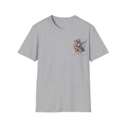 Umweltfreundliches Vintage Kolibri T-Shirt - Florales Shirt - Vogelbeobachtungs-T-Shirt, Geschenk für Naturliebhaber, Geschenk für Tierliebhaber