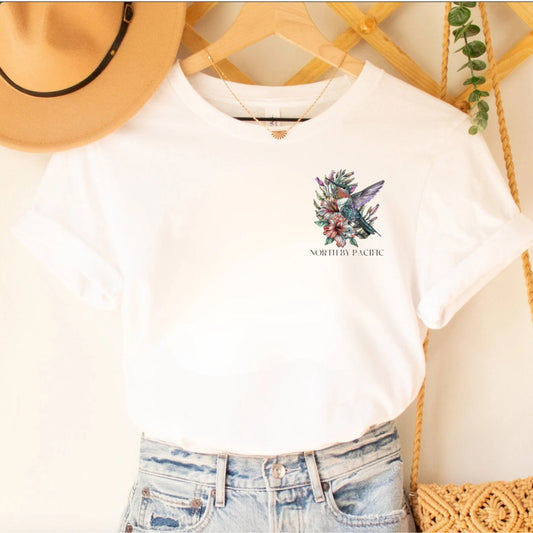 Eco Friendly Vintage Hummingbird T-Shirt - Floral Shirt - Birdwatching Tee, Nature Lover Gift, Animal Lover Gift