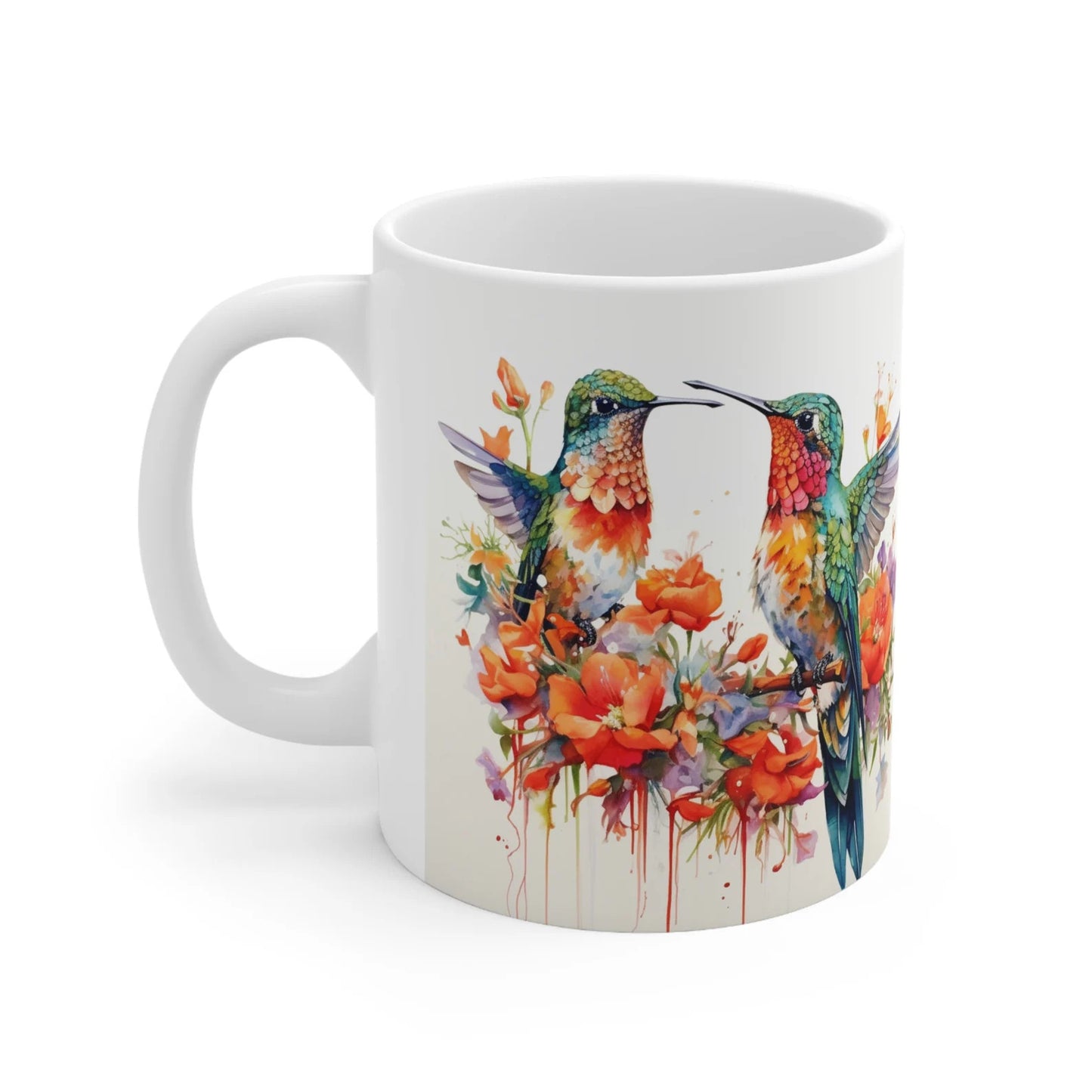 Jolie tasse à café aquarelle colibris et fleurs Boho, tasse à thé florale colibris, tasse à petits oiseaux, cadeau pour les amateurs de colibris