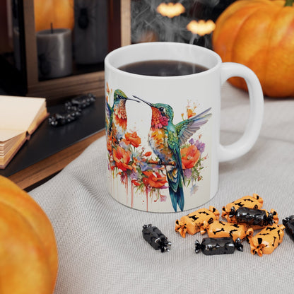 Jolie tasse à café aquarelle colibris et fleurs Boho, tasse à thé florale colibris, tasse à petits oiseaux, cadeau pour les amateurs de colibris