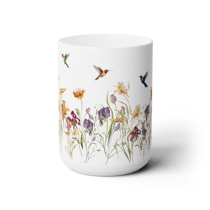 Hummingbird Coffee Mug, Hummingbird Mug, Mug Hummingbird, Cute Hummingbird Cup, Bird Coffee Mug, Bird Lover Gift, Pressed Flowers Cup