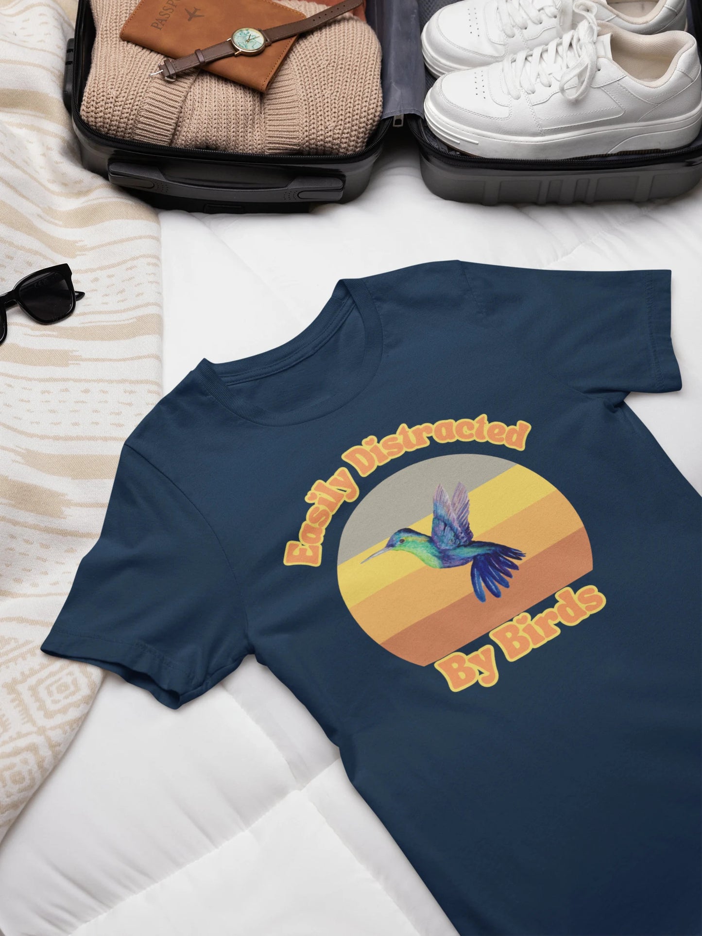 Kolibri Shirt, Abgelenkt von Vögeln, Vogelbeobachtungsshirt, Lustiges Geschenk für Vogelbeobachter, Retro Vintage Vögel, Vogelliebhaber Shirt