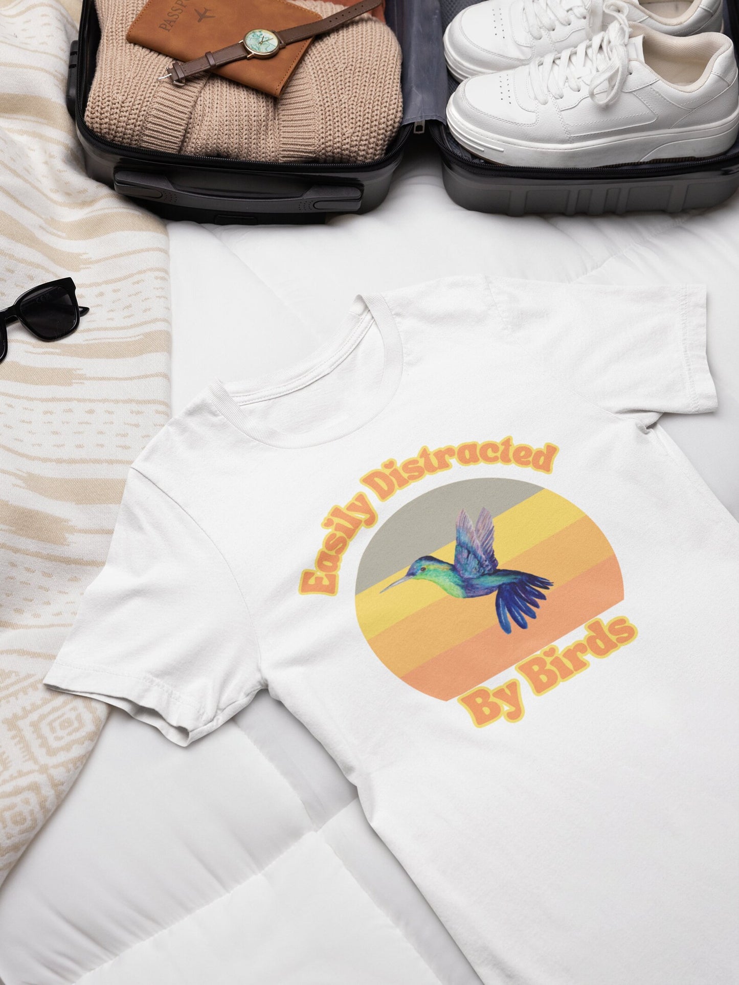 Kolibri Shirt, Abgelenkt von Vögeln, Vogelbeobachtungsshirt, Lustiges Geschenk für Vogelbeobachter, Retro Vintage Vögel, Vogelliebhaber Shirt