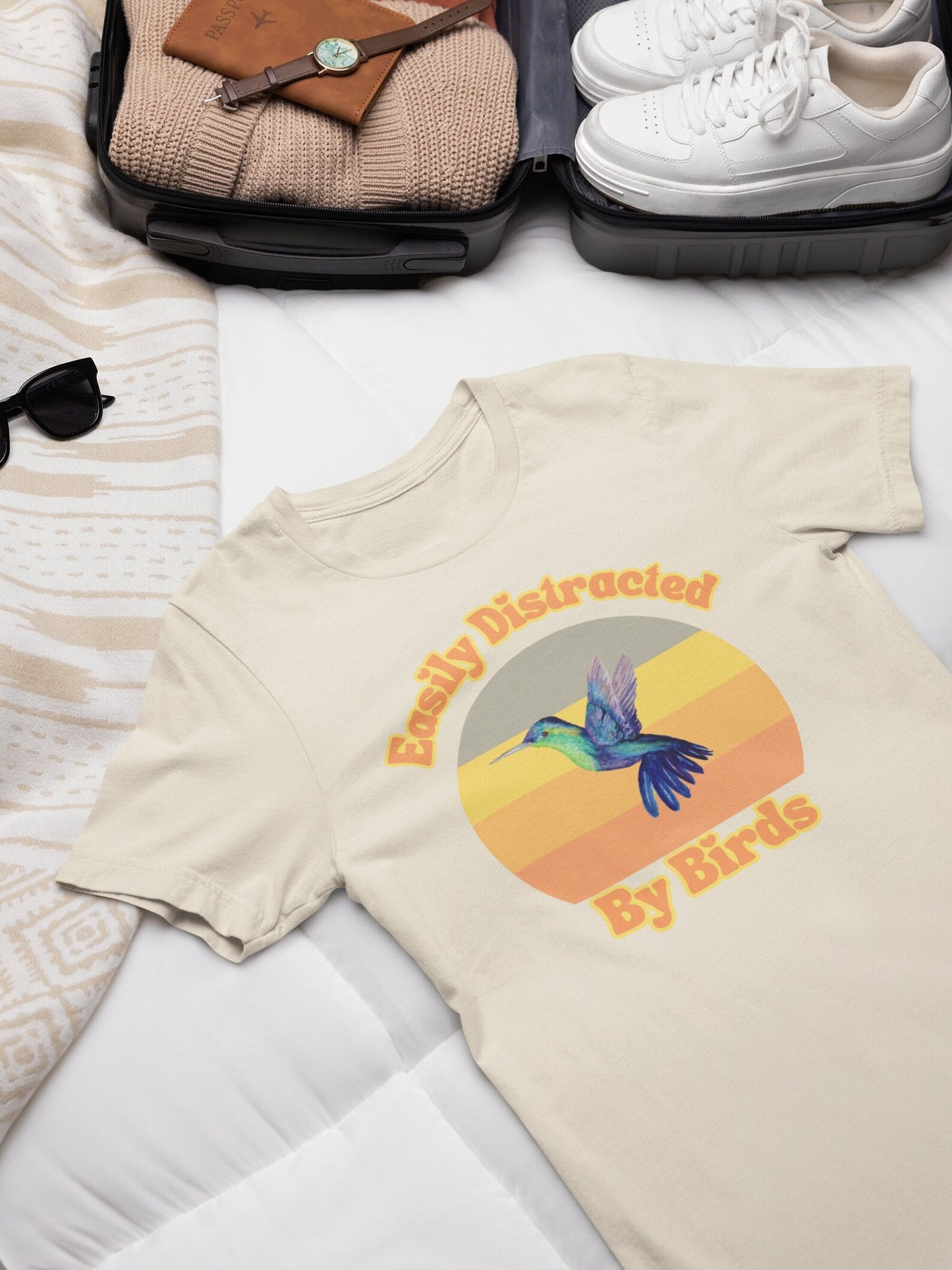 Kolibri Shirt, Abgelenkt von Vögeln, Vogelbeobachtungsshirt, Lustiges Geschenk für Vogelbeobachter, Retro Vintage Vögel, Vogelliebhaber Shirt