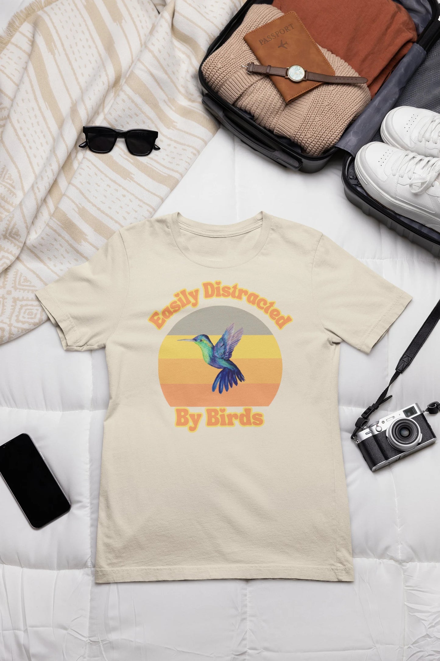 Kolibri Shirt, Abgelenkt von Vögeln, Vogelbeobachtungsshirt, Lustiges Geschenk für Vogelbeobachter, Retro Vintage Vögel, Vogelliebhaber Shirt