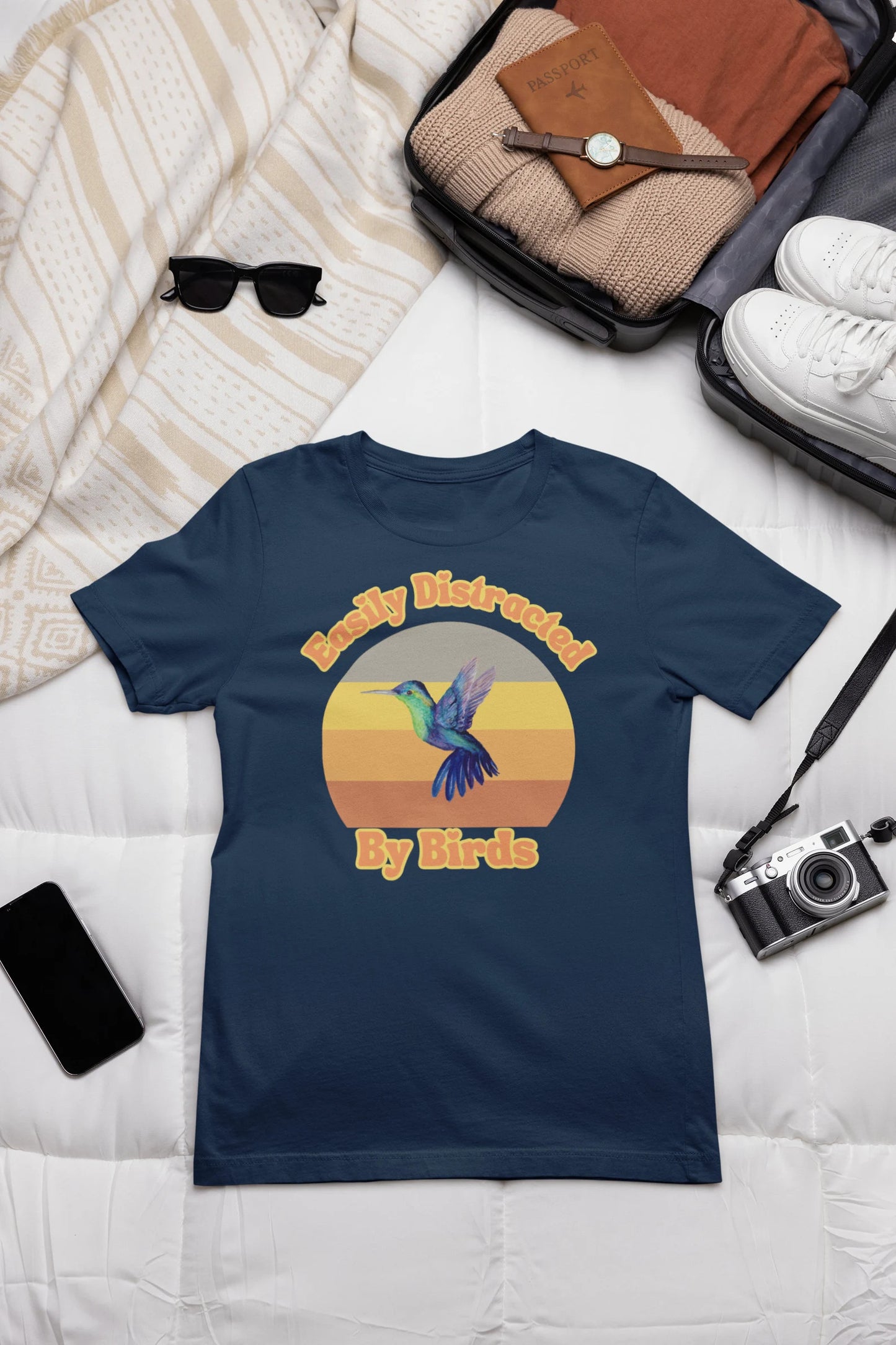 Kolibri Shirt, Abgelenkt von Vögeln, Vogelbeobachtungsshirt, Lustiges Geschenk für Vogelbeobachter, Retro Vintage Vögel, Vogelliebhaber Shirt