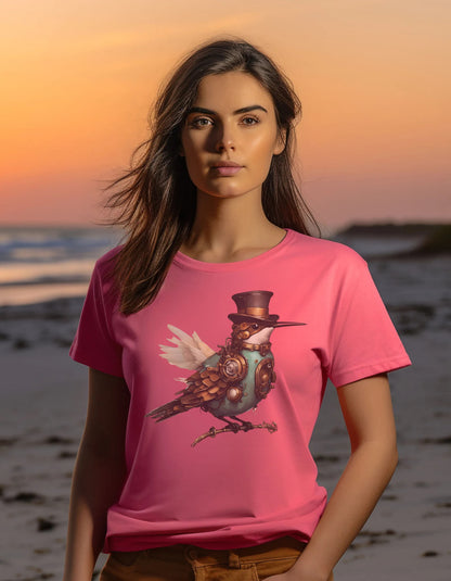 Kolibri T-Shirt T-Shirt süße Fliege Steampunk entzückend schöne Metall Natur Garten Hummer Freundin glückliche Familie Freunde Zahnräder T-Shirt