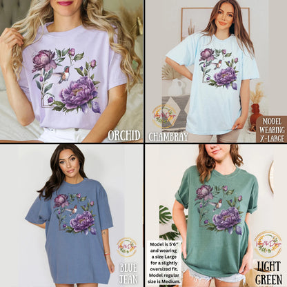 Hummingbird Shirt, Hummingbird Print Shirt, Comfort Color, Cute Hummingbird Shirt, Graphic T-shirt, Bird Lover Shirt, Animal Nature Shirt