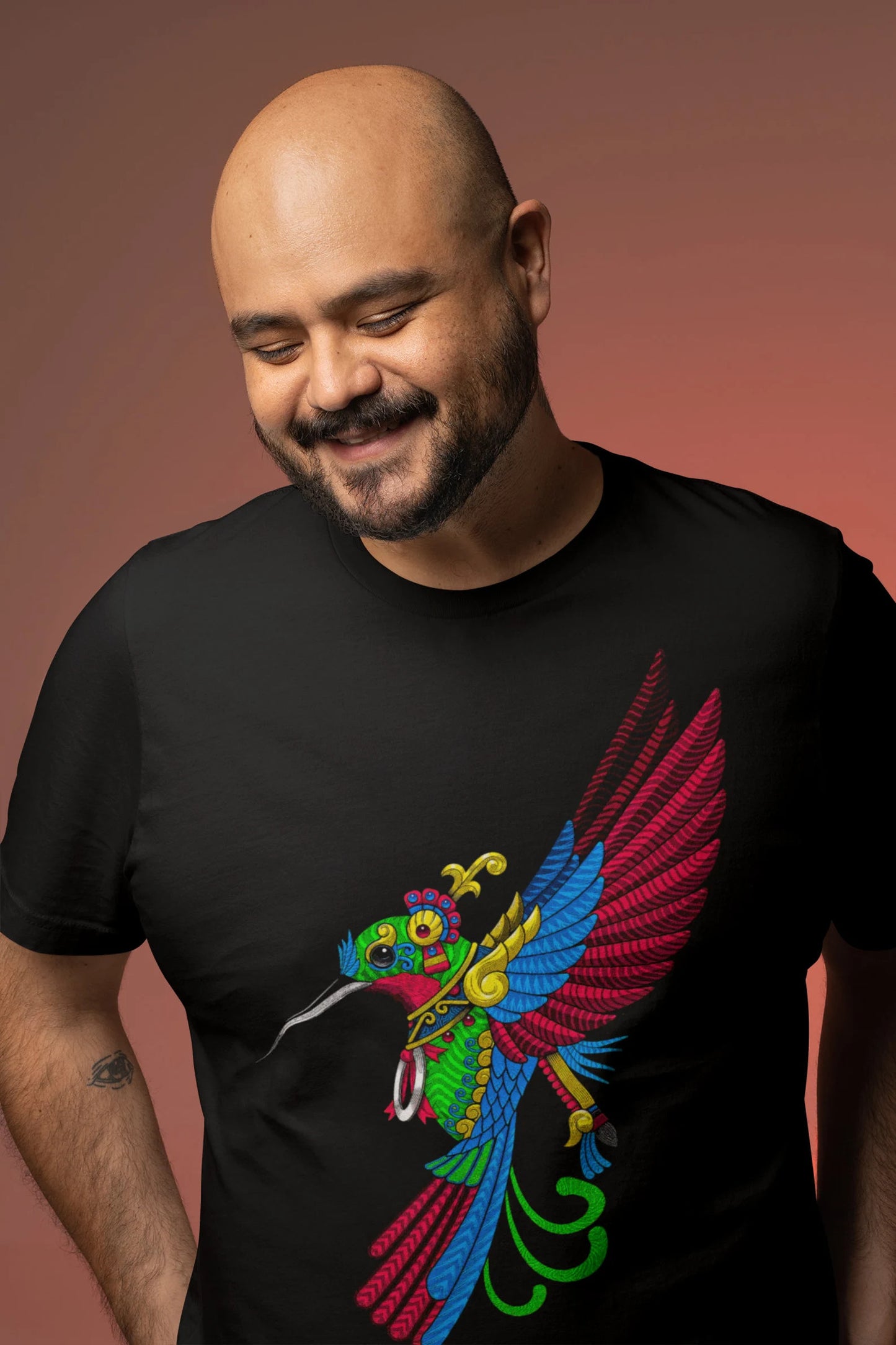 Kolibri Shirt Azteken Kunstdruck Kolibri Druck mexikanisches T-Shirt Kolibri Geschenke mexikanisches Shirt Männer Vogel Shirt Männer regalo para hombre