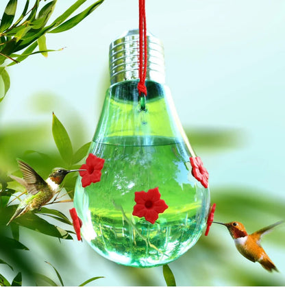 Hummingbird Feeders for Outdoors Hanging, Humming Bird Plastic Bulb Shape with 5 Feeding Ports Feeders for Attract More Hummingbirds, Easy F