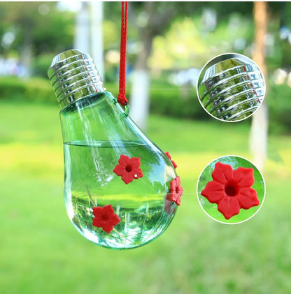 Hummingbird Feeders for Outdoors Hanging, Humming Bird Plastic Bulb Shape with 5 Feeding Ports Feeders for Attract More Hummingbirds, Easy F