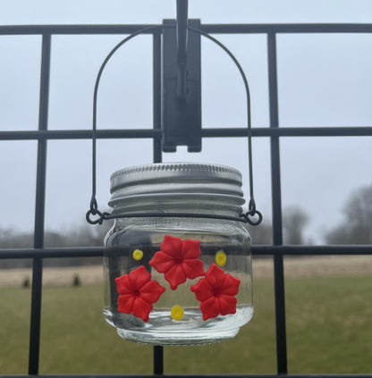 Beautiful HUM-Ble Beginnings™ 8oz Hummingbird Feeder Mason Jar w/Three Ports