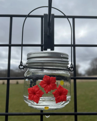 Beautiful HUM-Ble Beginnings™ 8oz Hummingbird Feeder Mason Jar w/Three Ports