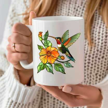 Hummingbird Suncatcher Colorful Hummingbird Mug Stained Glass Hummingbird Decorative Hummingbird Coffee Bird Themed Mug Stained Glass Gift