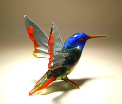 Figurine d'oiseau d'art en verre soufflé fait à la main avec une tête bleue, cadeau merveilleux