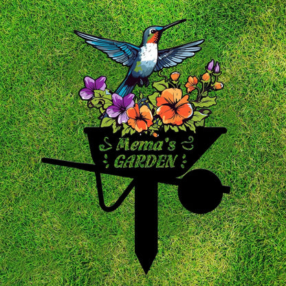 Personalisierter Kolibri Gartenstecker aus Metall, Vogel mit Pfählen Gartenschild, personalisiertes Gartennamensschild, Muttertagsgeschenk, Gartendekoration