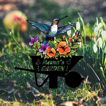 Personalisierter Kolibri Gartenstecker aus Metall, Vogel mit Pfählen Gartenschild, personalisiertes Gartennamensschild, Muttertagsgeschenk, Gartendekoration