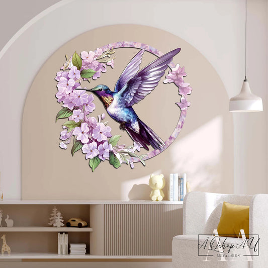 Panneau de jardin d’art en métal de colibri personnalisé, panneau de nom de jardin personnalisé, panneau de bienvenue, cadeau de la fête des mères, décor de jardin, panneau de colibri