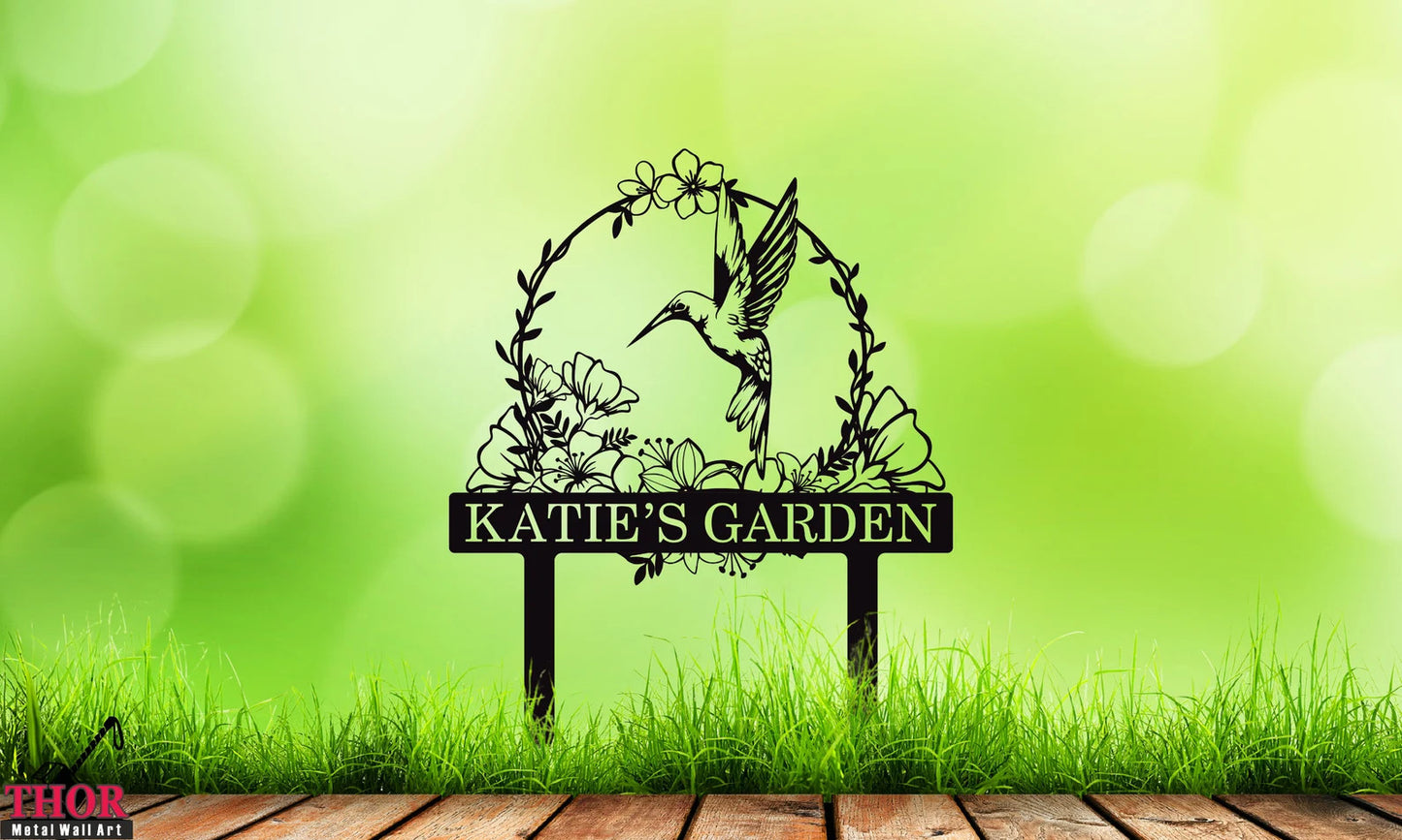 Kolibri Dekor, Kolibri Schild, Gartenschild Geschenke, personalisiertes Gartenschild, Gartenschild, individuelles Kolibri Metall Gartendekor,