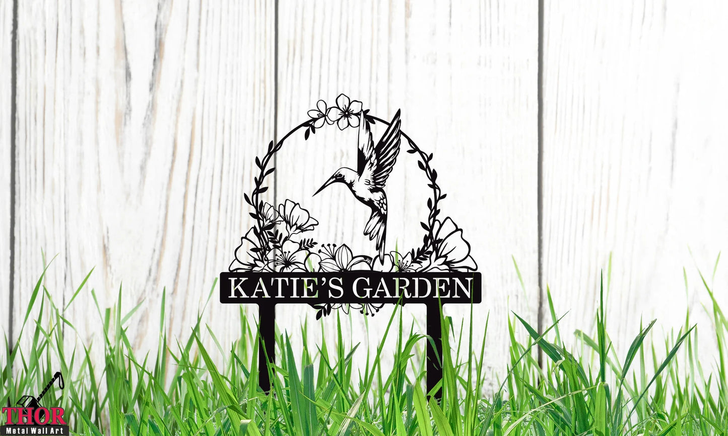 Hummingbird Decor, Hummingbird Sign, Garden Sign Gifts, Personalized Garden Sign, Garden Sign, Custom Hummingbird Metal Garden Decor,