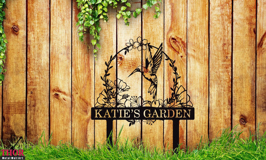 Kolibri Dekor, Kolibri Schild, Gartenschild Geschenke, personalisiertes Gartenschild, Gartenschild, individuelles Kolibri Metall Gartendekor,