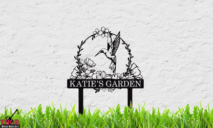 Hummingbird Decor, Hummingbird Sign, Garden Sign Gifts, Personalized Garden Sign, Garden Sign, Custom Hummingbird Metal Garden Decor,