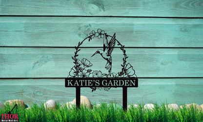 Hummingbird Decor, Hummingbird Sign, Garden Sign Gifts, Personalized Garden Sign, Garden Sign, Custom Hummingbird Metal Garden Decor,