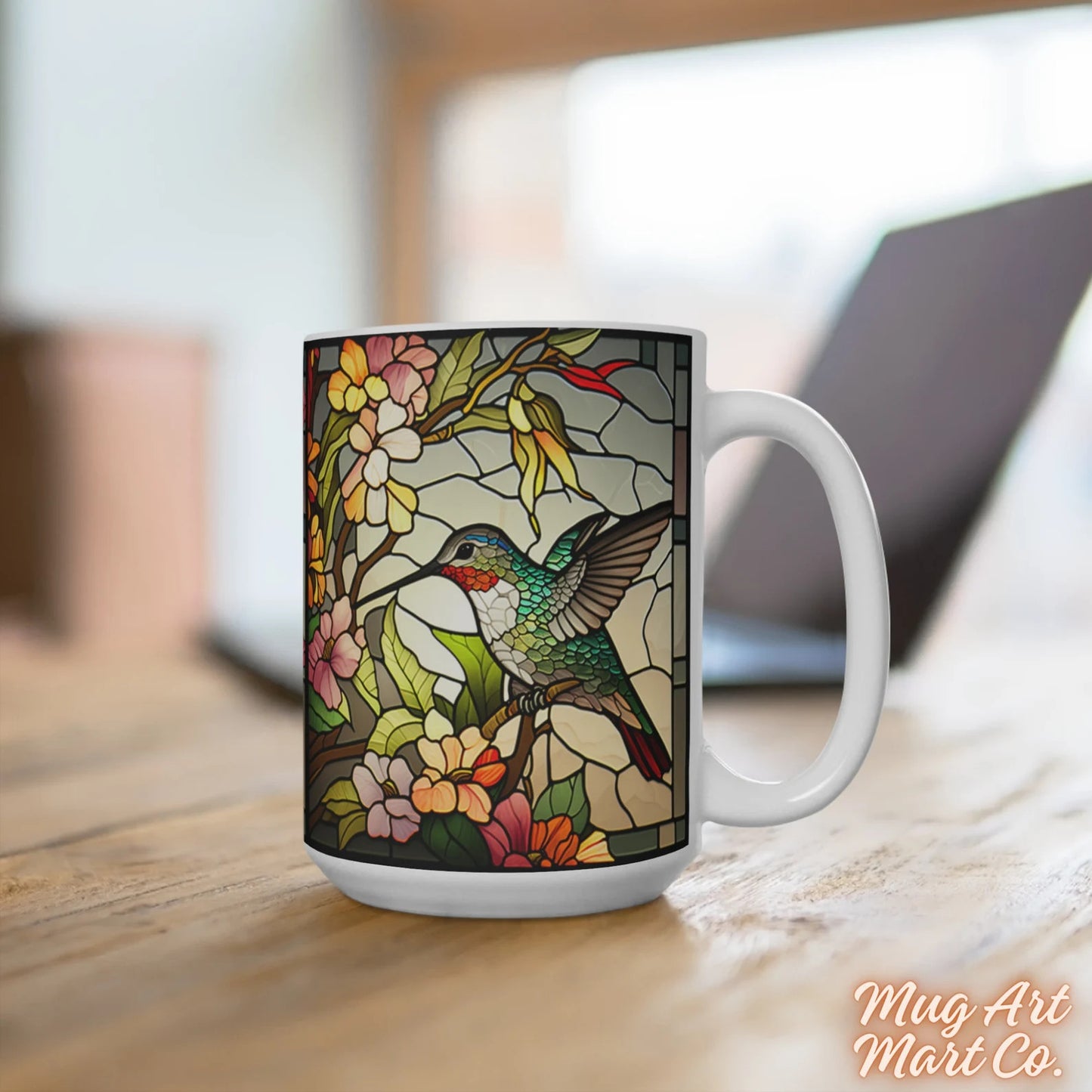 Tasse en vitrail colibri | Coupe des passionnés d’oiseaux | Cadeau décoratif de tasse à café de colibri