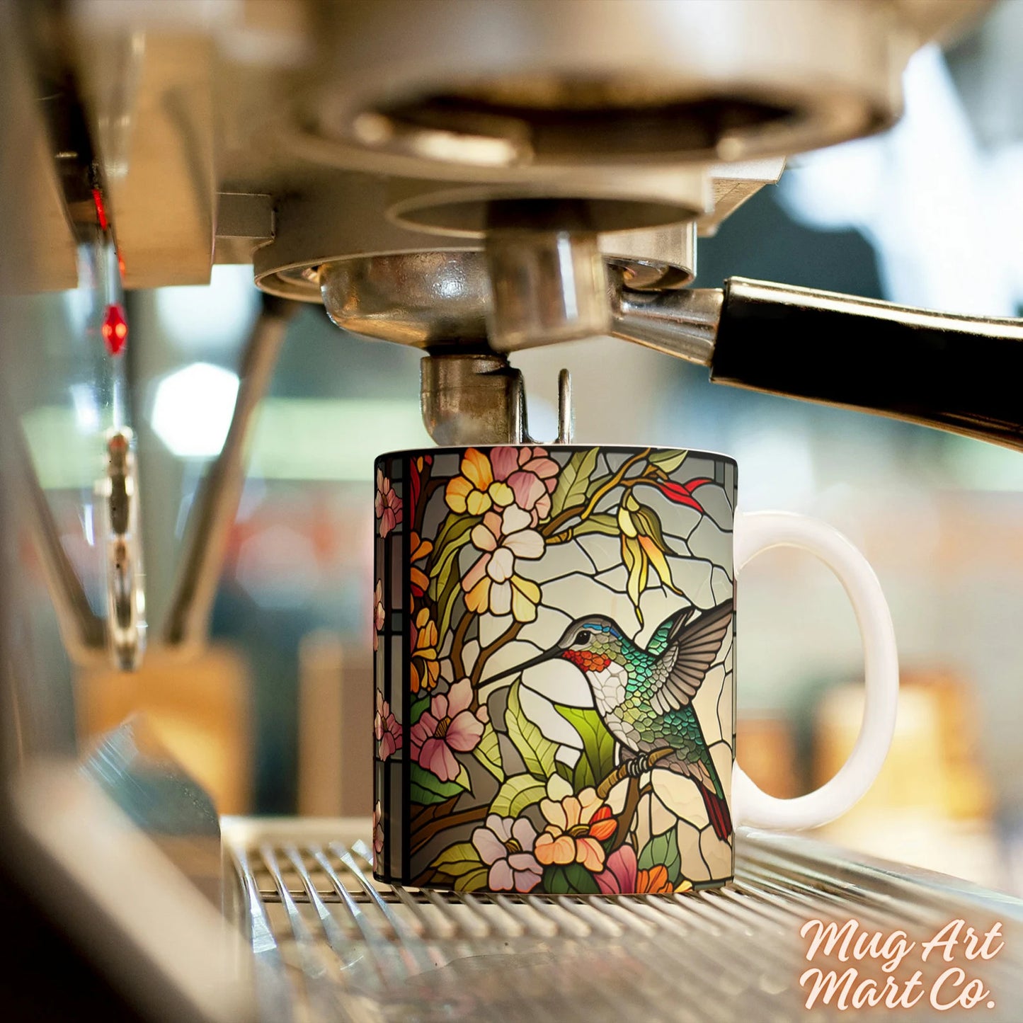 Tasse en vitrail colibri | Coupe des passionnés d’oiseaux | Cadeau décoratif de tasse à café de colibri