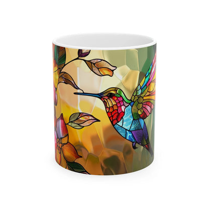 Hummingbird Stained Glass Mug Gift for Bird Enthusiast Artistic Gift for Nature Lover Decorative Hummingbird Coffee Mug Gift