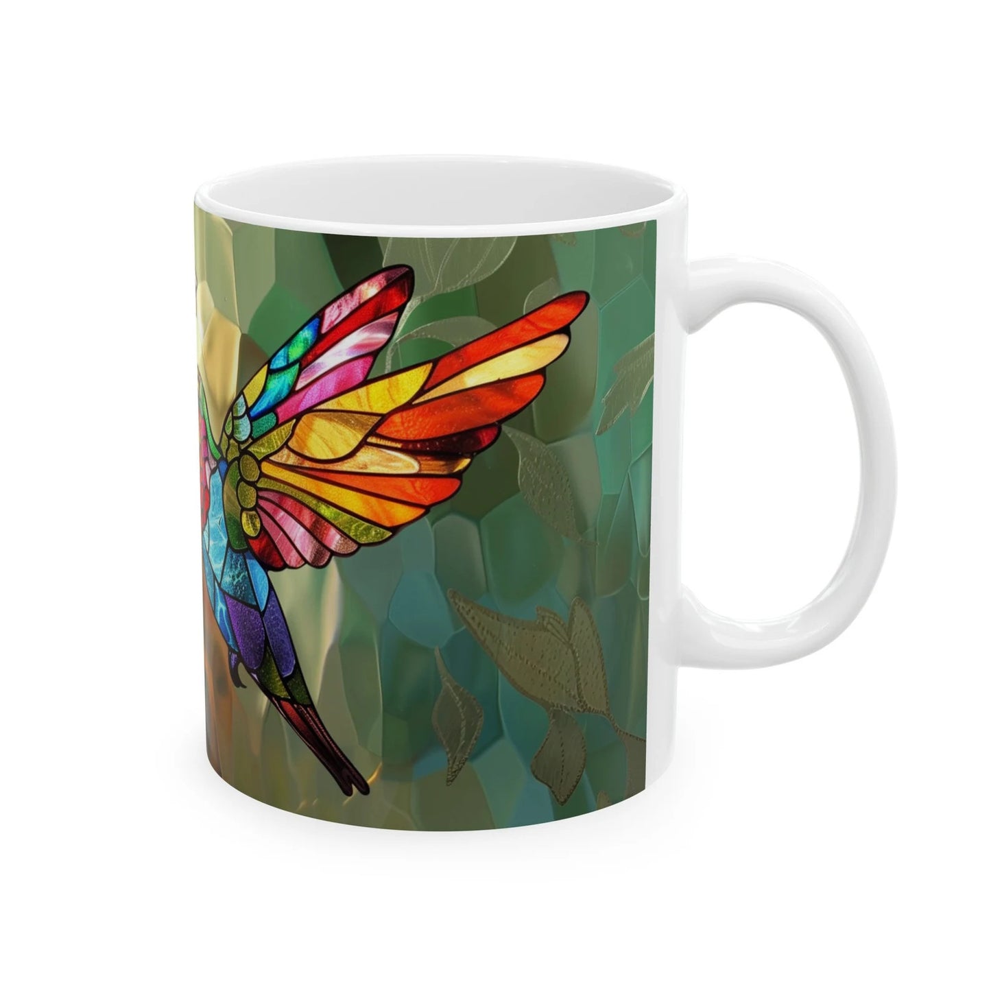 Hummingbird Stained Glass Mug Gift for Bird Enthusiast Artistic Gift for Nature Lover Decorative Hummingbird Coffee Mug Gift