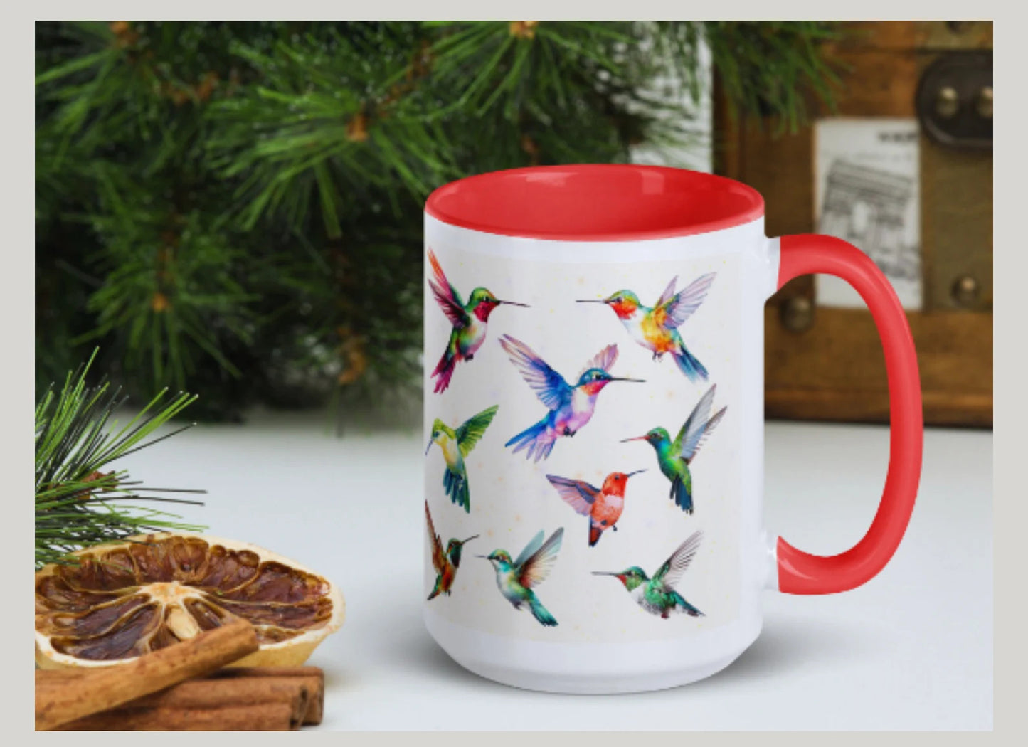 Hummingbird Mug, Hummingbird Gift for mom, women or Birdwatcher, Colorful Bird Coffee Cup,