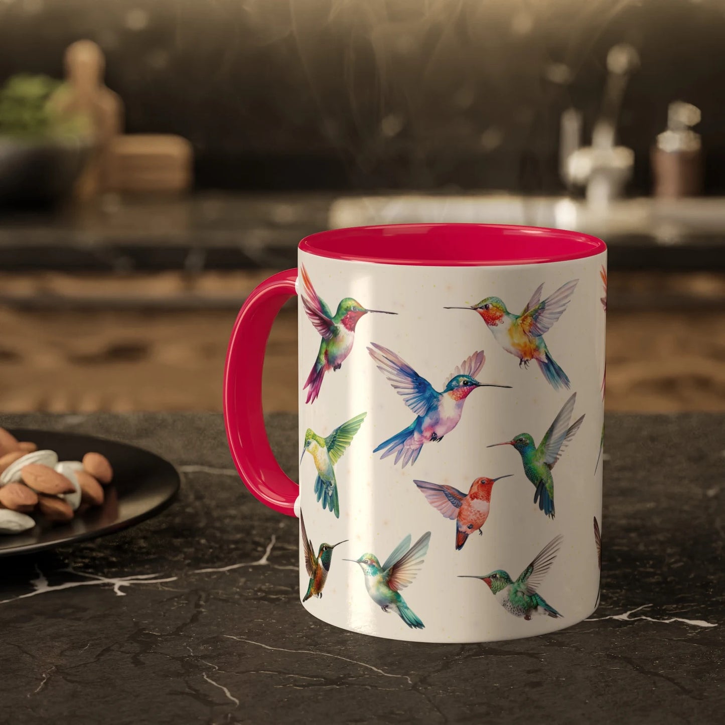 Hummingbird Mug, Hummingbird Gift for mom, women or Birdwatcher, Colorful Bird Coffee Cup,