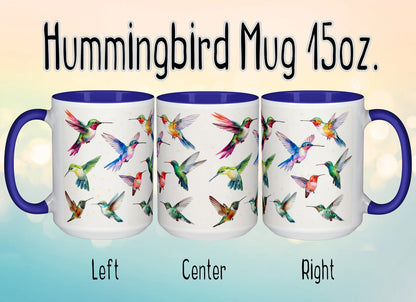 Hummingbird Mug, Hummingbird Gift for mom, women or Birdwatcher, Colorful Bird Coffee Cup,