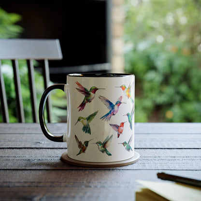 Hummingbird Mug, Hummingbird Gift for mom, women or Birdwatcher, Colorful Bird Coffee Cup,