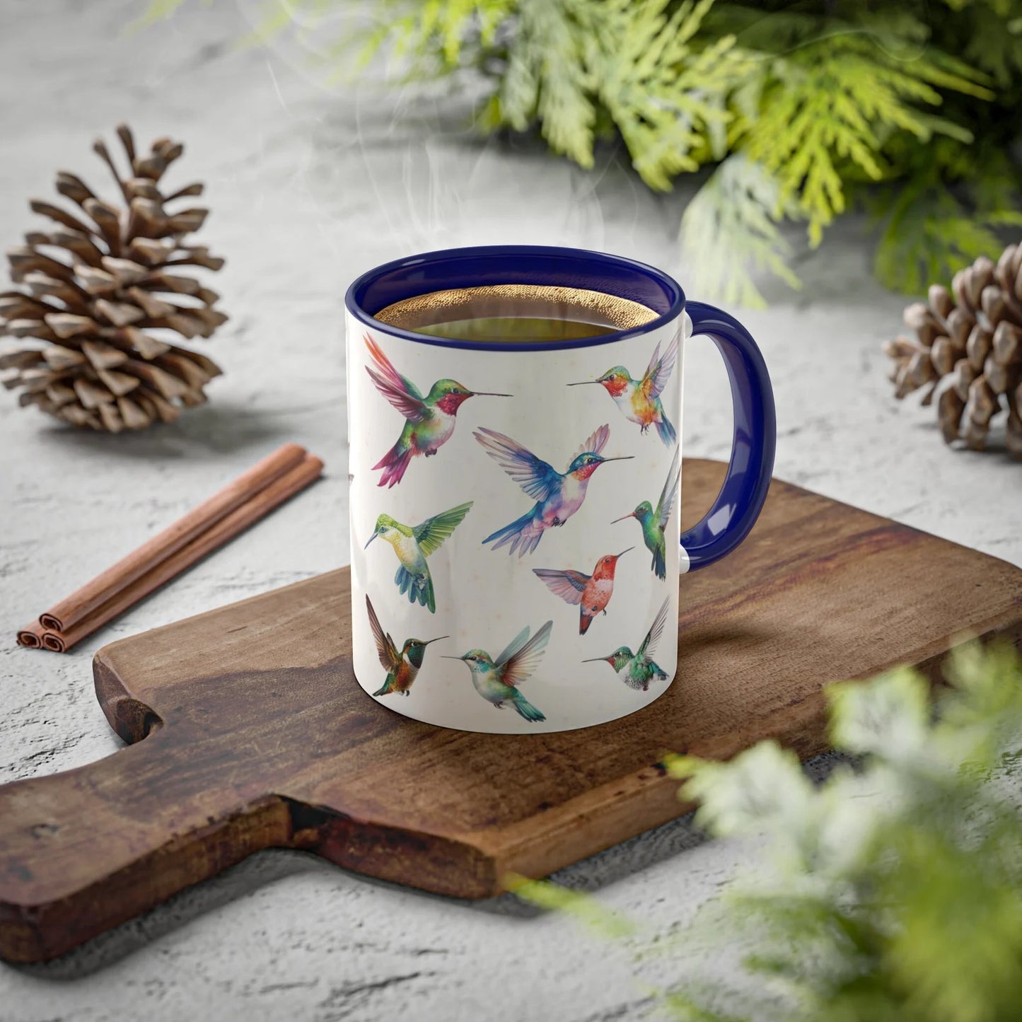 Hummingbird Mug, Hummingbird Gift for mom, women or Birdwatcher, Colorful Bird Coffee Cup,