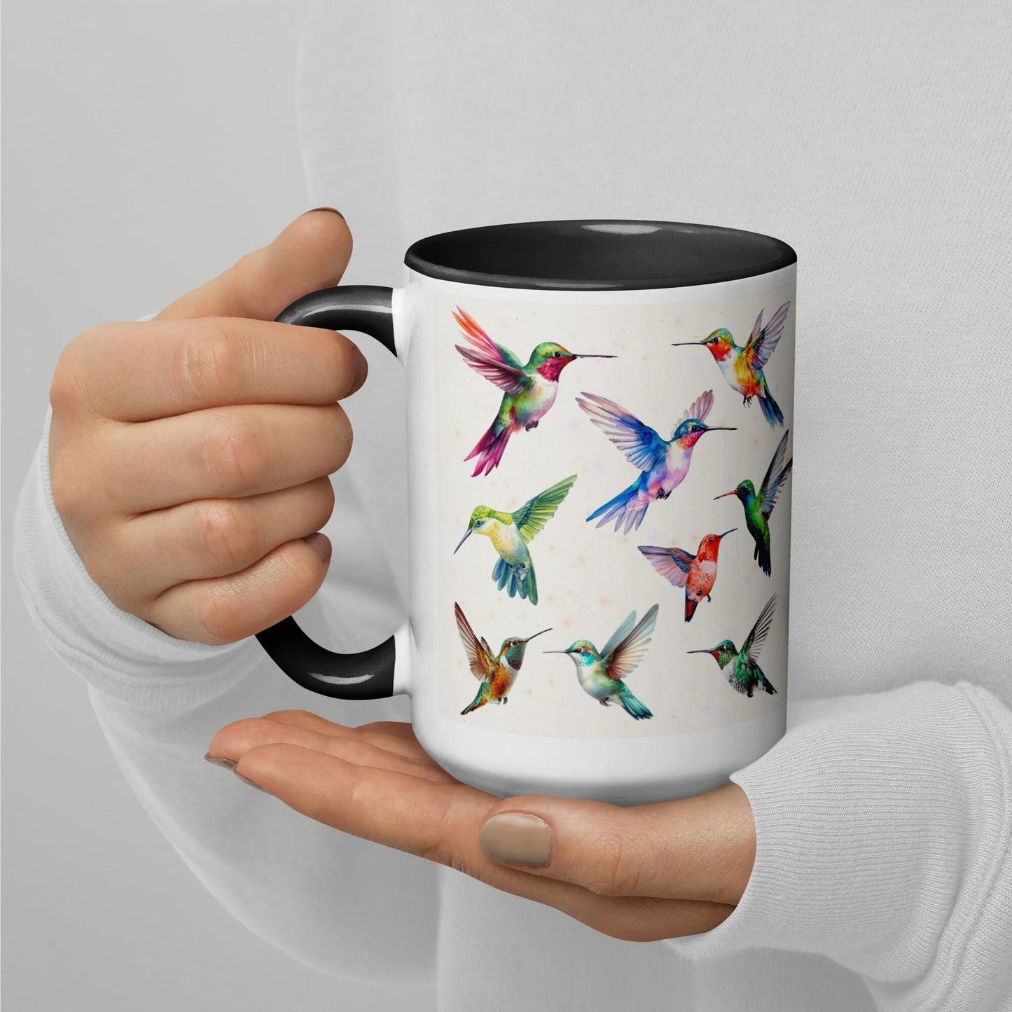 Hummingbird Mug, Hummingbird Gift for mom, women or Birdwatcher, Colorful Bird Coffee Cup,