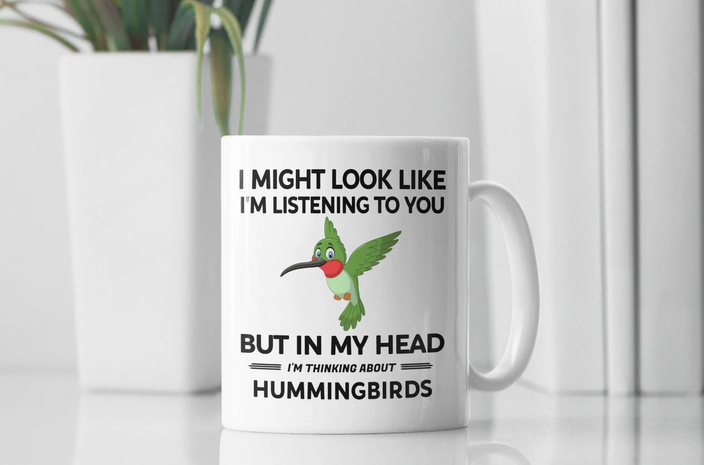 Hummingbird Gifts, Hummingbird Mug, Hummingbird Lover Gift, in My Head I'm Thinking About Hummingbirds, Hummingbird Owner Coffee Cup