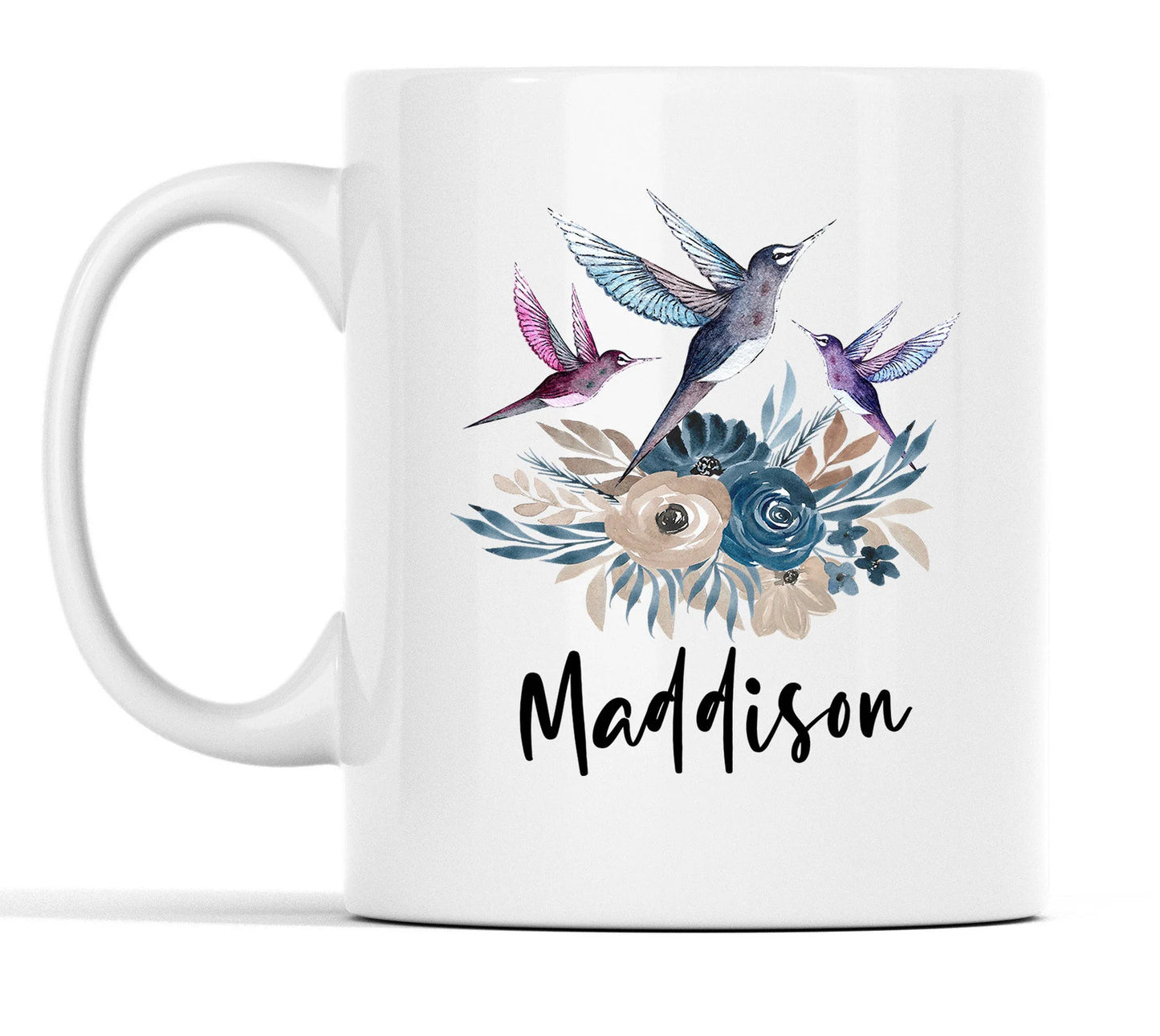 Hummingbird Mug, Personalized Bird Mug, Hummingbird Gifts For Women, Custom Name Cup, Hummingbird Lover, Humming Bird Gift