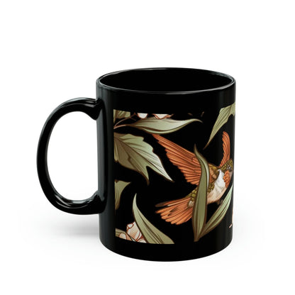 Nature inspired ceramic mug, vibrant hummingbird and flower design, making it the perfect garden themed coffee cup for her, gift for mom