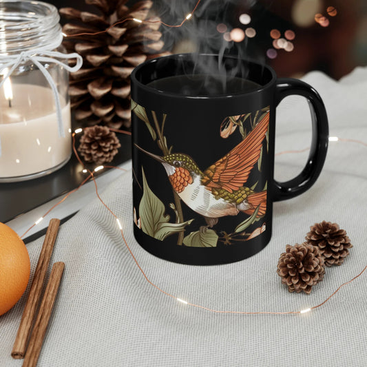 Tasse en céramique inspirée de la nature, motif vibrant de colibri et de fleurs, ce qui en fait la tasse à café parfaite sur le thème du jardin pour elle, cadeau pour maman