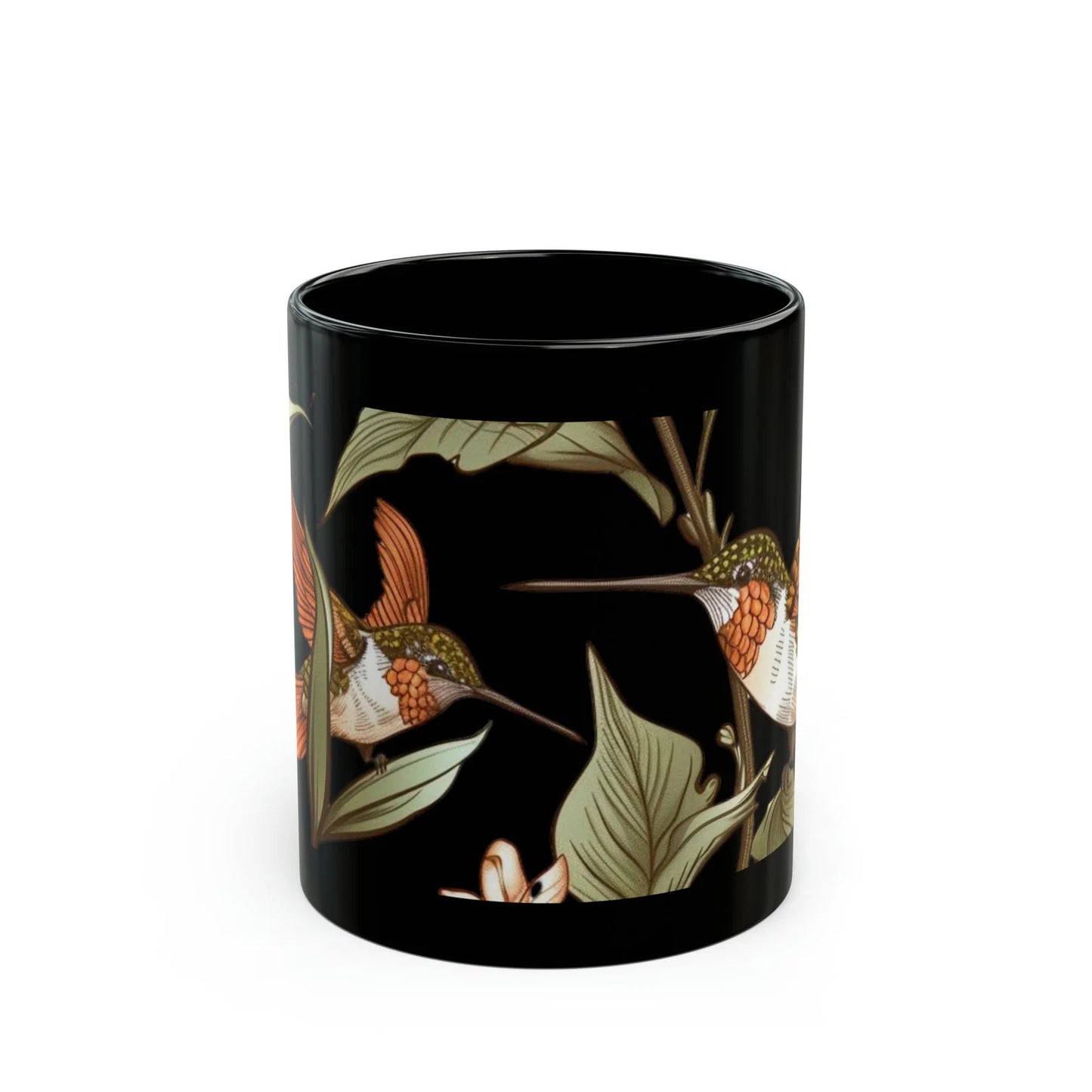 Nature inspired ceramic mug, vibrant hummingbird and flower design, making it the perfect garden themed coffee cup for her, gift for mom